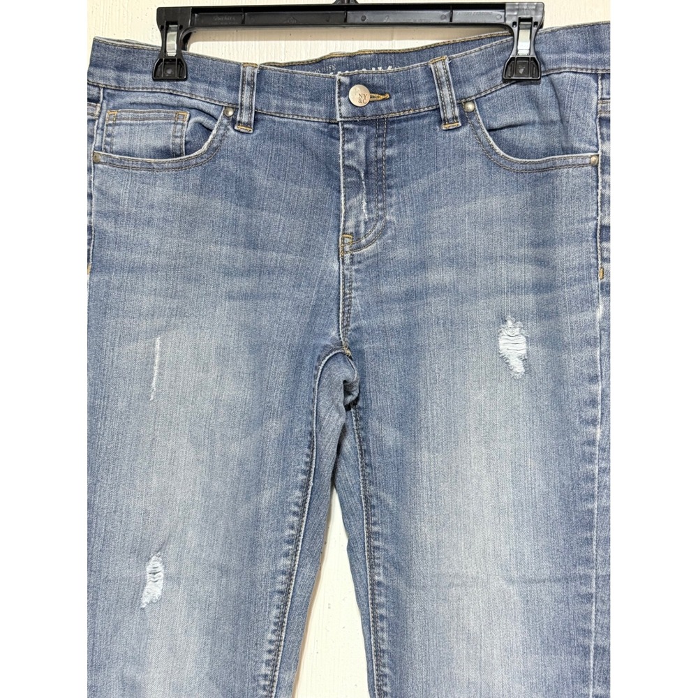 New York & Company Womens Skinny Leg Low Rise Distressed Blue Jeans Size 6